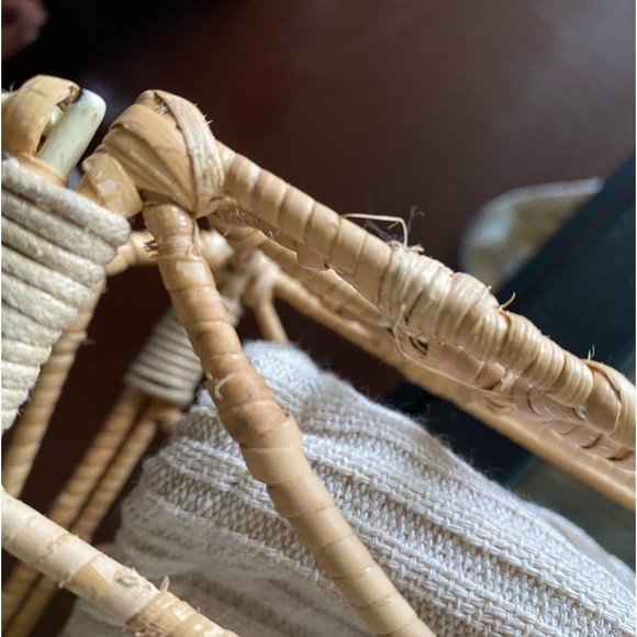 Zara Rattan Handbag, Draw String Knit Liner - Picture 7 of 10